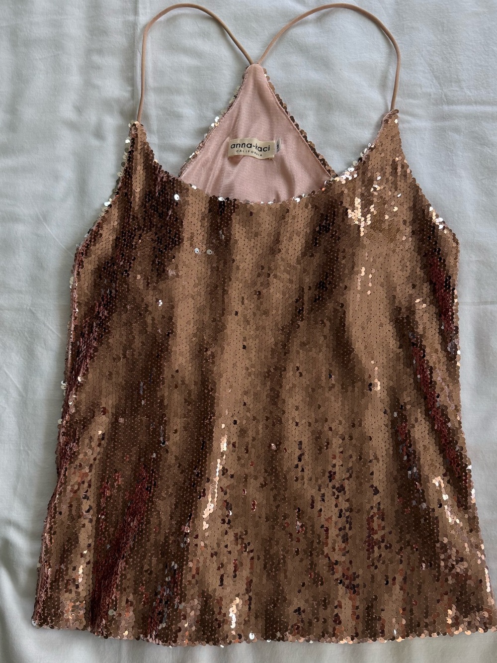 Anna-Kaci Rose Gold Sequin Cami Top